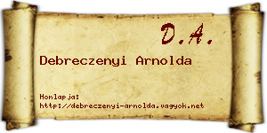 Debreczenyi Arnolda névjegykártya